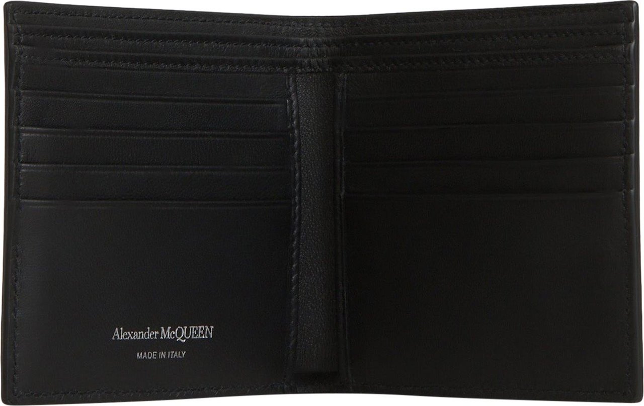 Alexander McQueen Printed Leather Wallet Zwart