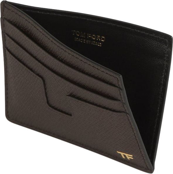 Tom Ford Leather Textured Card Holder Bruin