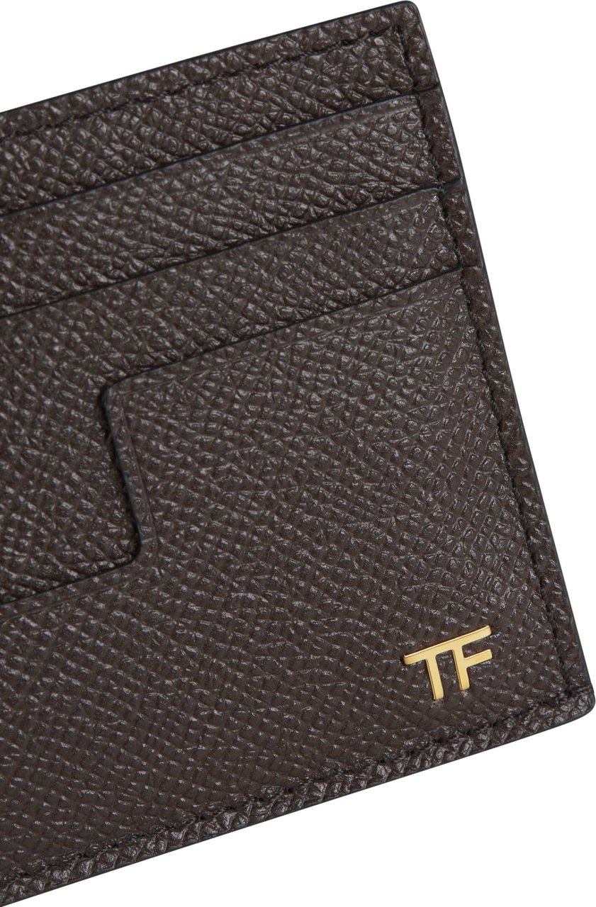 Tom Ford Leather Textured Card Holder Bruin