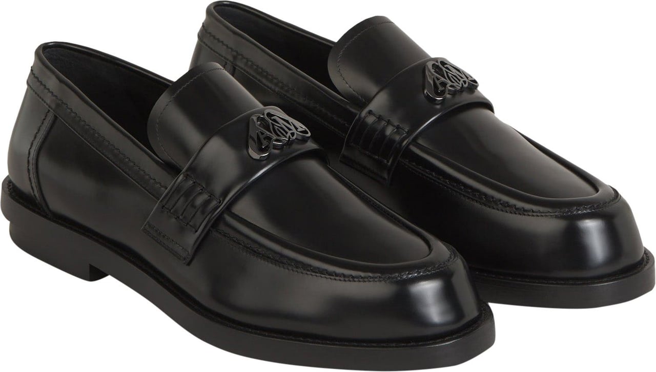 Alexander McQueen Logo Leather Loafers Zwart