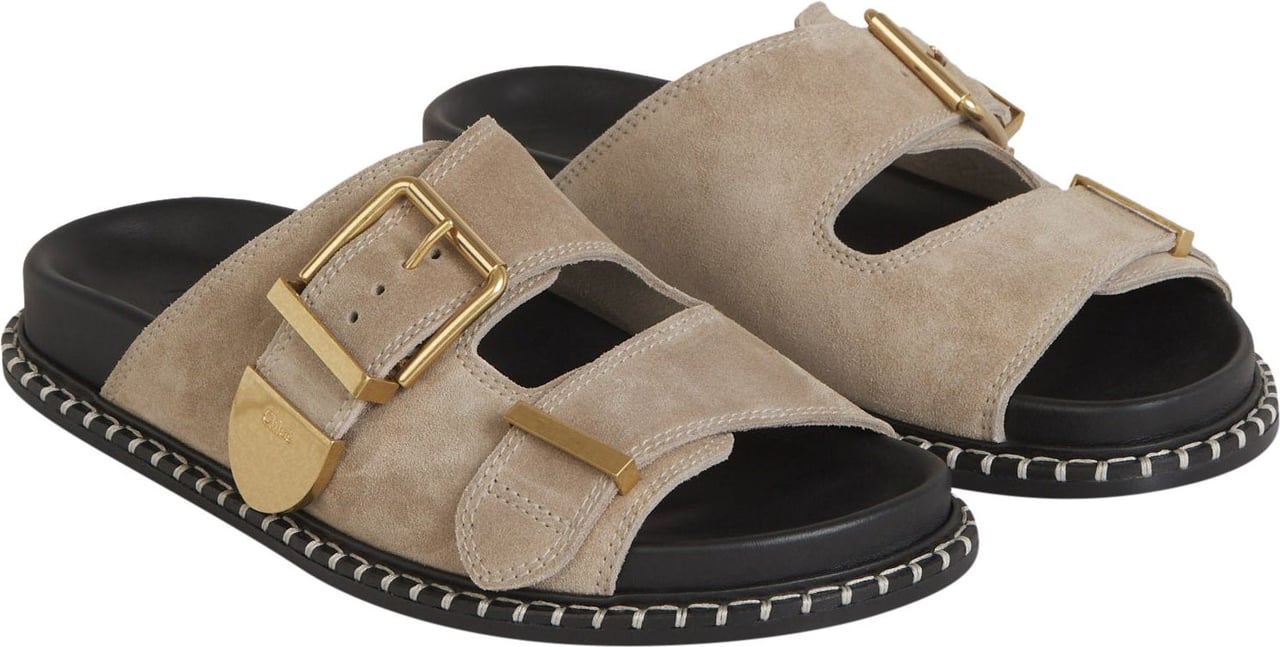 Chloé Suede Leather Sandals Taupe