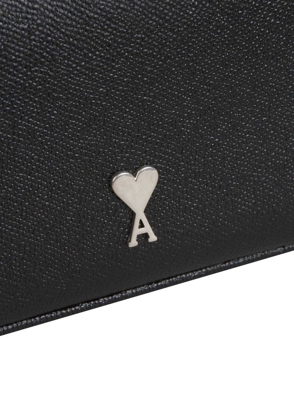 AMI Paris Logo Leather Toiletry Bag Zwart