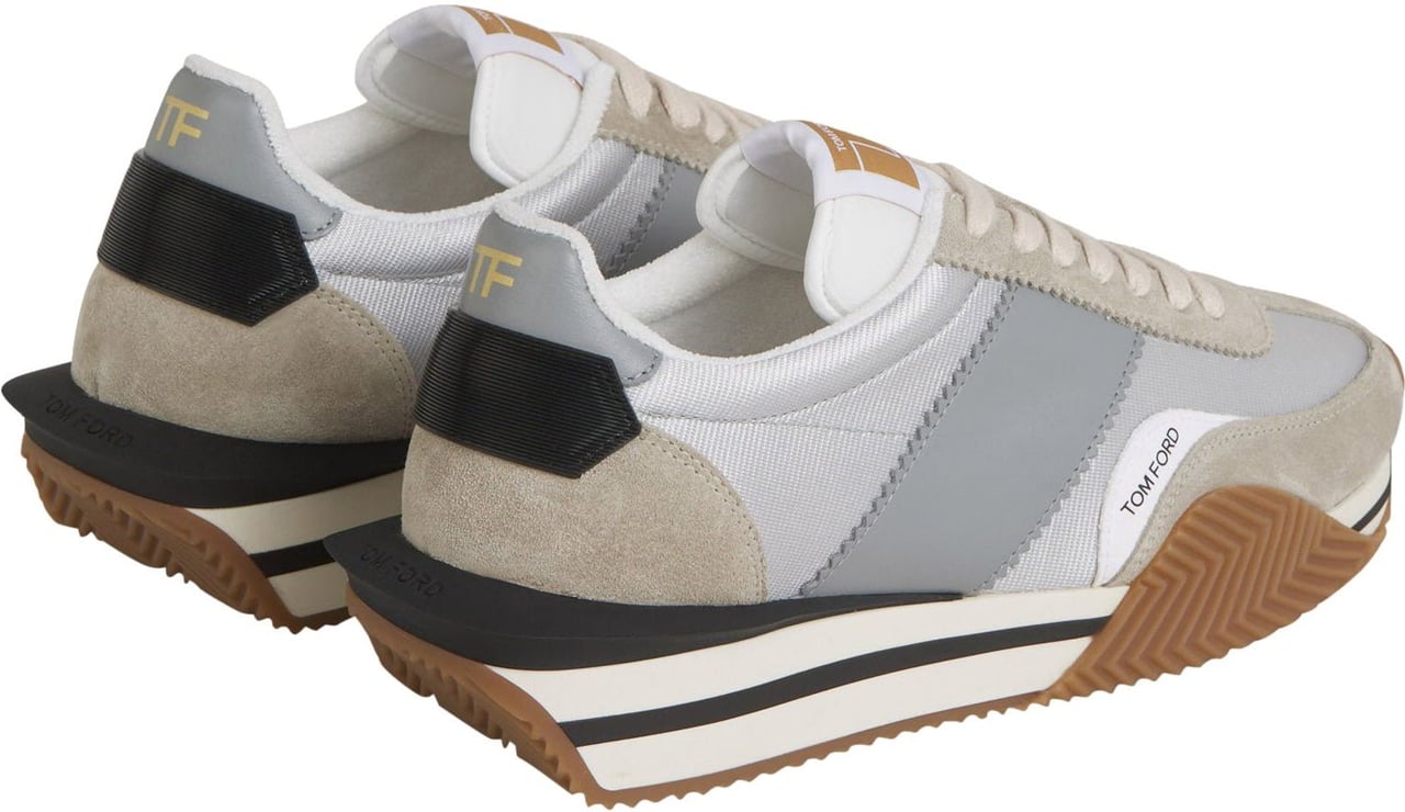 Tom Ford Logo Leather Sneakers Grijs