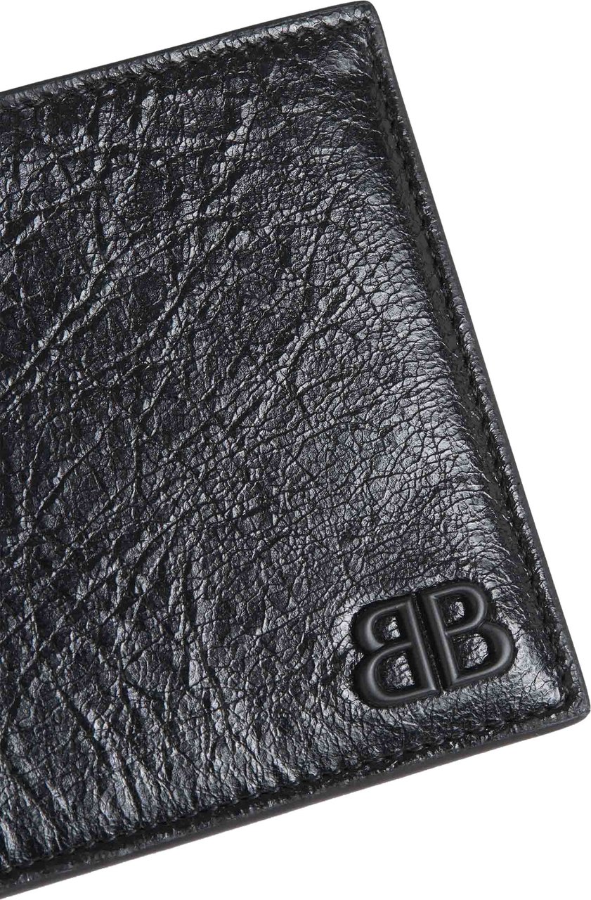 Balenciaga Logo Leather Wallet Zwart