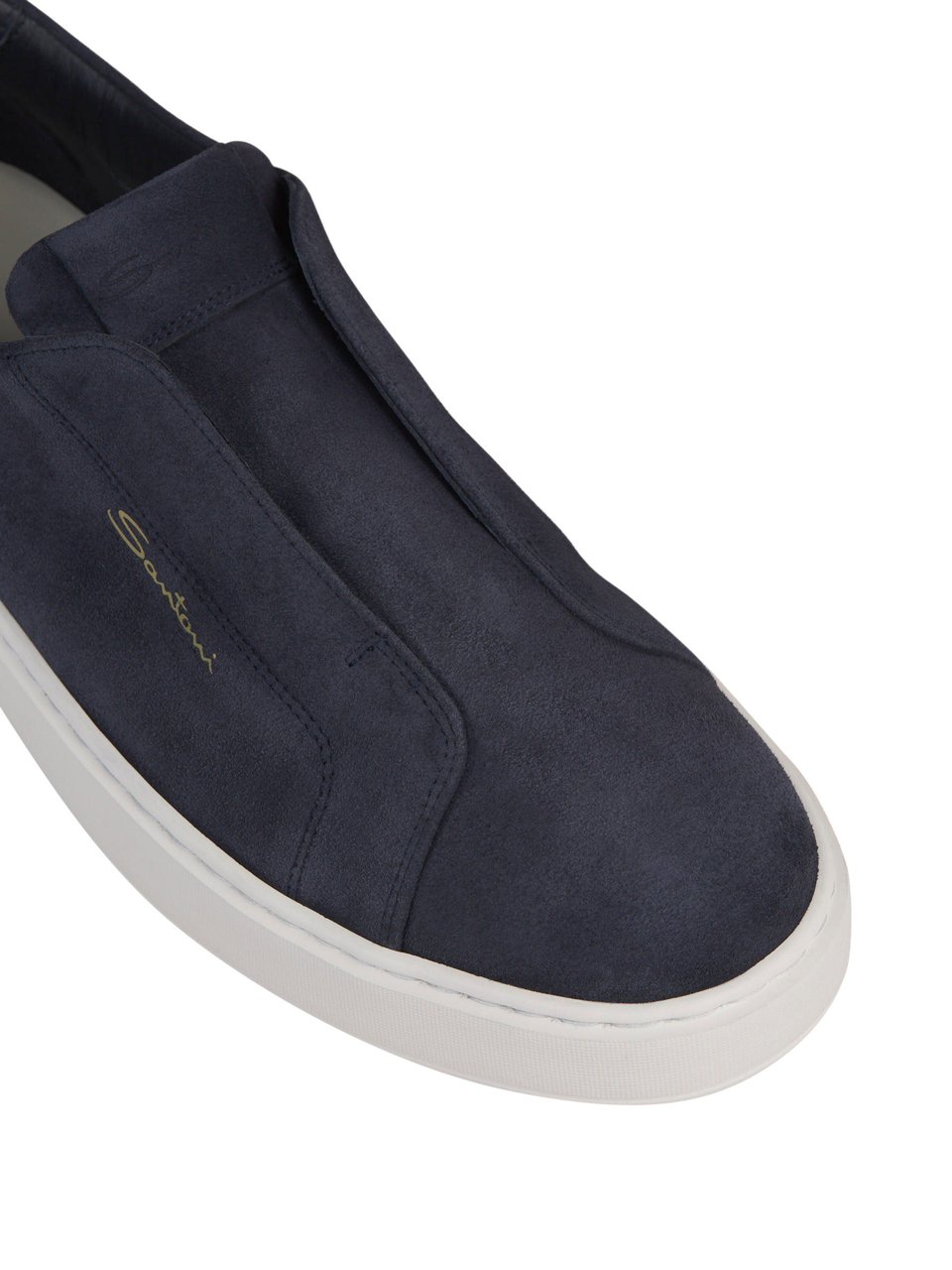 Santoni Leather Slip-On Sneakers Blauw