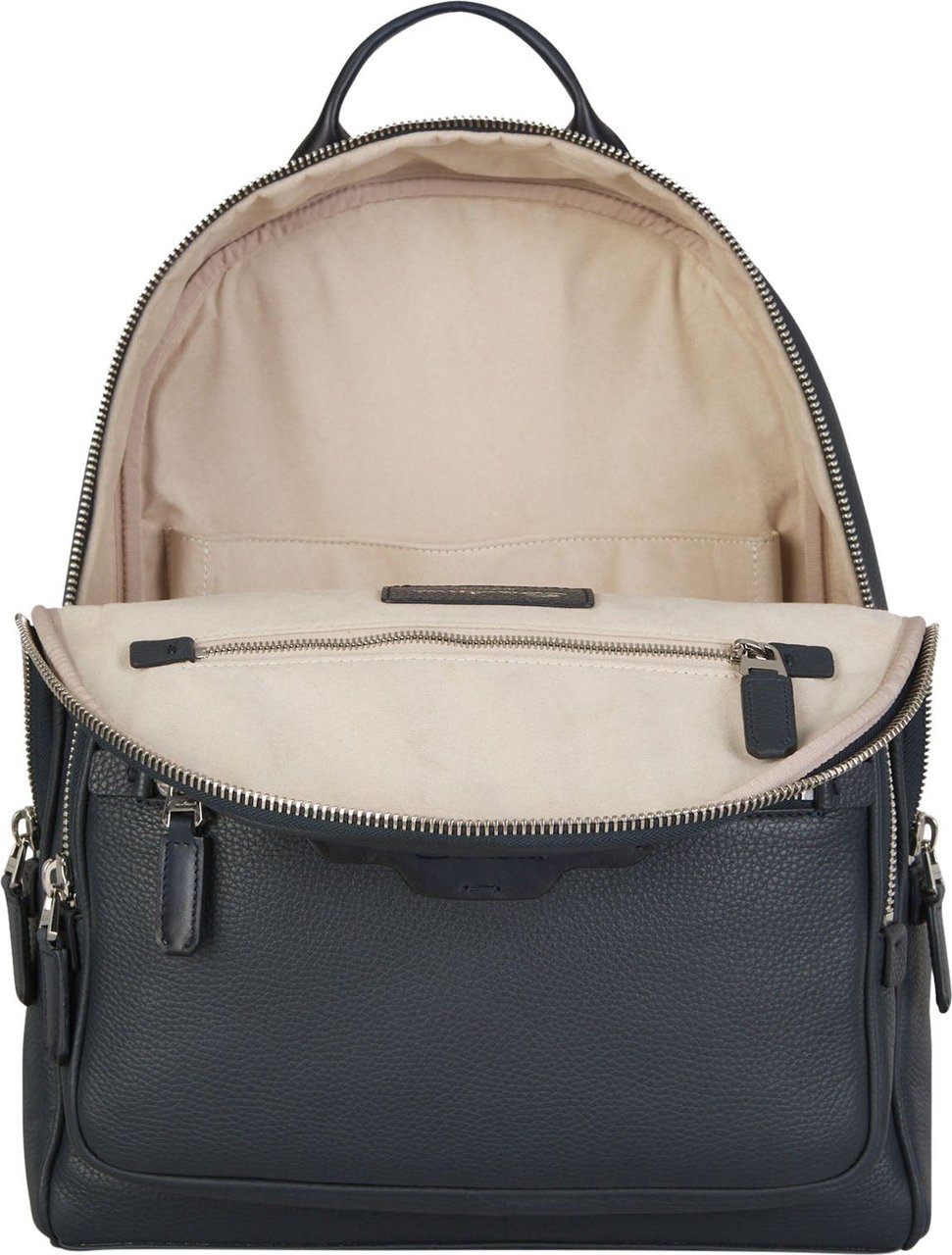 Santoni Logo Leather Backpack Blauw