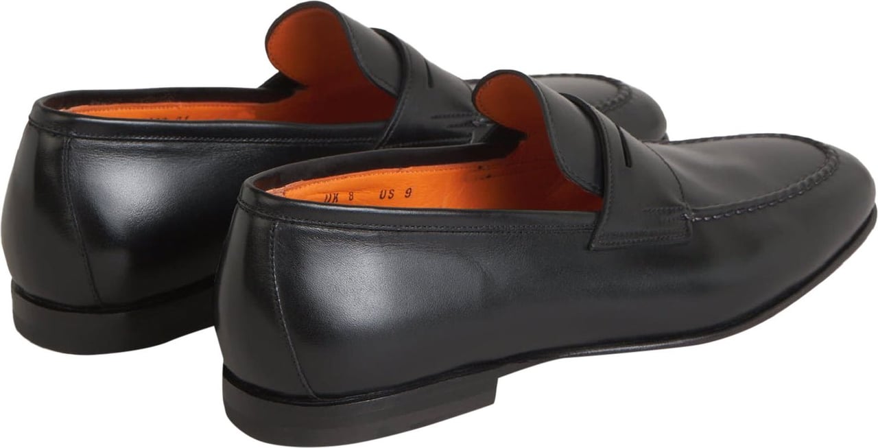 Santoni Smooth Leather Loafers Zwart