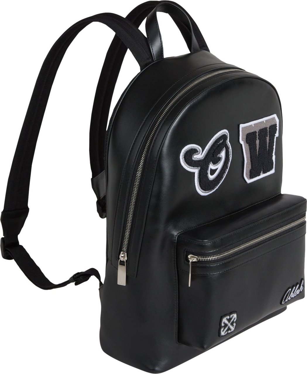 OFF-WHITE Leather Varsity Backpack Zwart