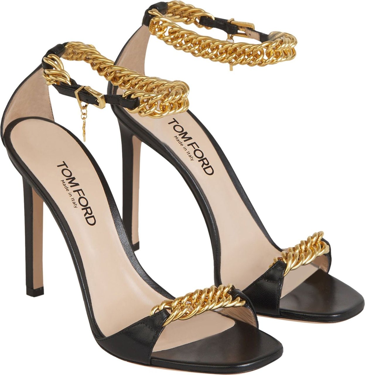 Tom Ford Leather Chain Sandals Zwart