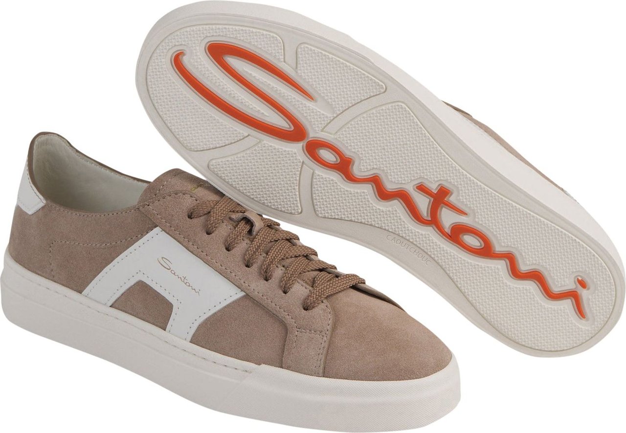 Santoni Suede Leather Sneakers Taupe