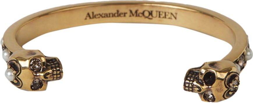 Alexander McQueen Twin Skull Bracelet Goud