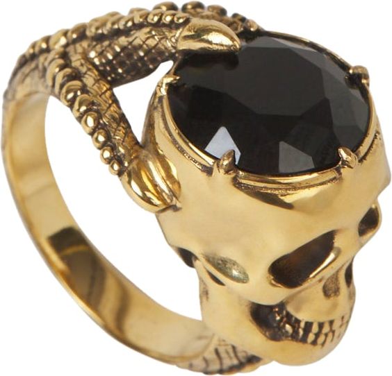 Alexander McQueen Crystal Skull Ring Goud