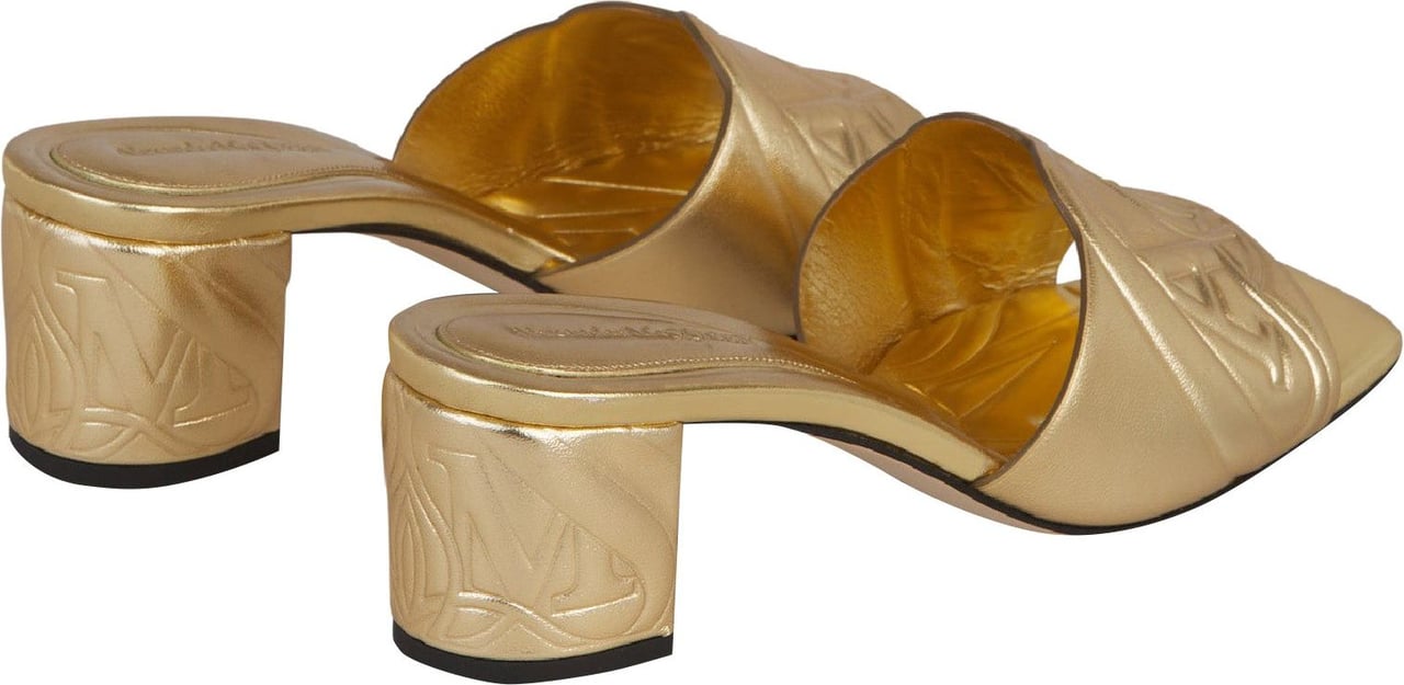 Alexander McQueen Logo Leather Sandals Goud