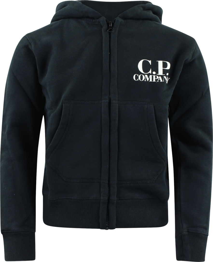 CP Company Kids Hooded Open Logo Zwart Zwart