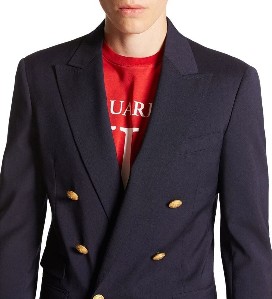 Dsquared2 Palm Beach Blue Double Breasted Jacket Blue Blauw