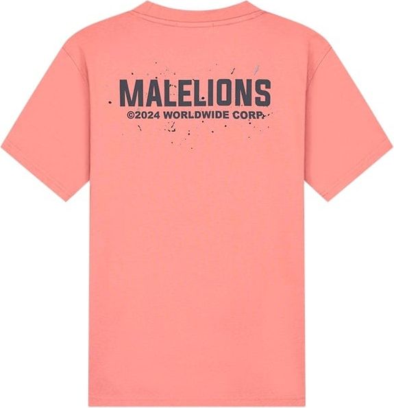 Malelions Malelions Men Worldwide Paint T-Shirt - Coral Oranje
