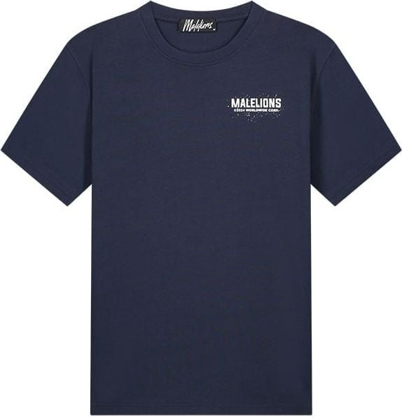 Malelions Malelions Men Worldwide Paint T-Shirt - Navy Blauw
