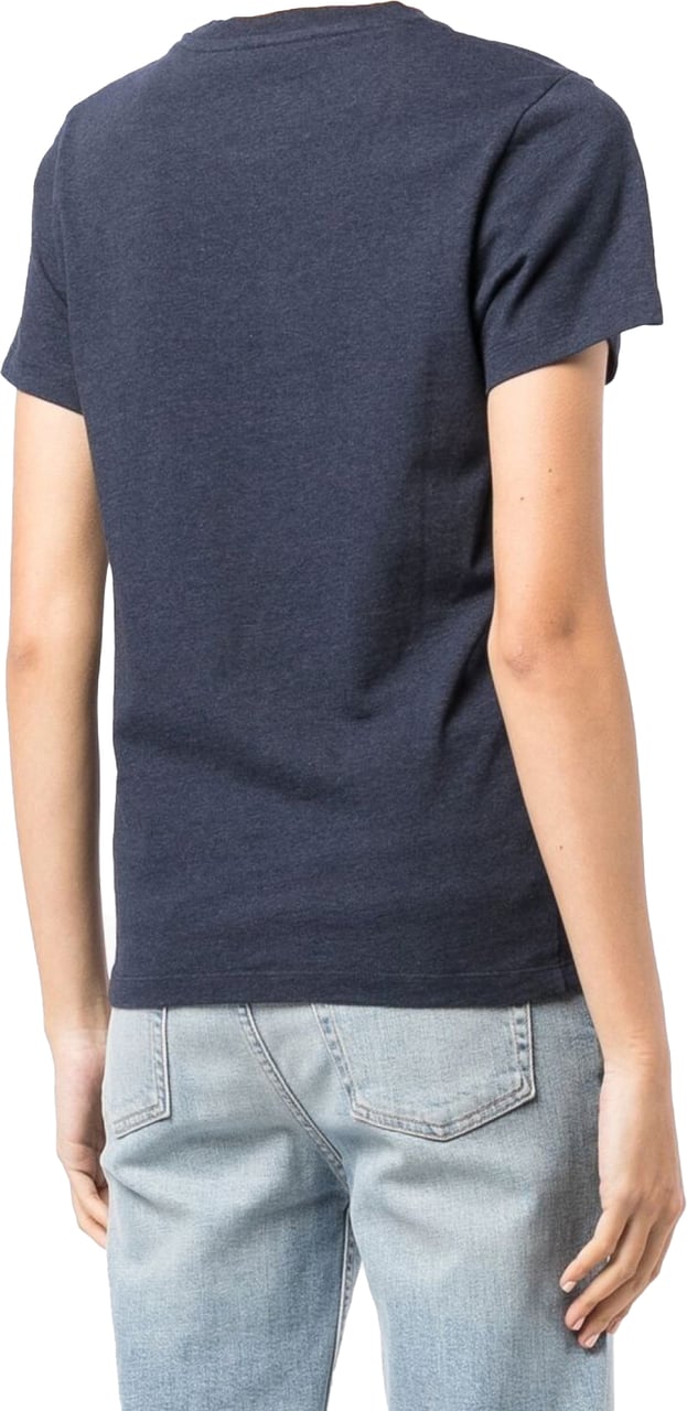 Maison Kitsuné Mini Handwriting Logo T-shirt Blauw