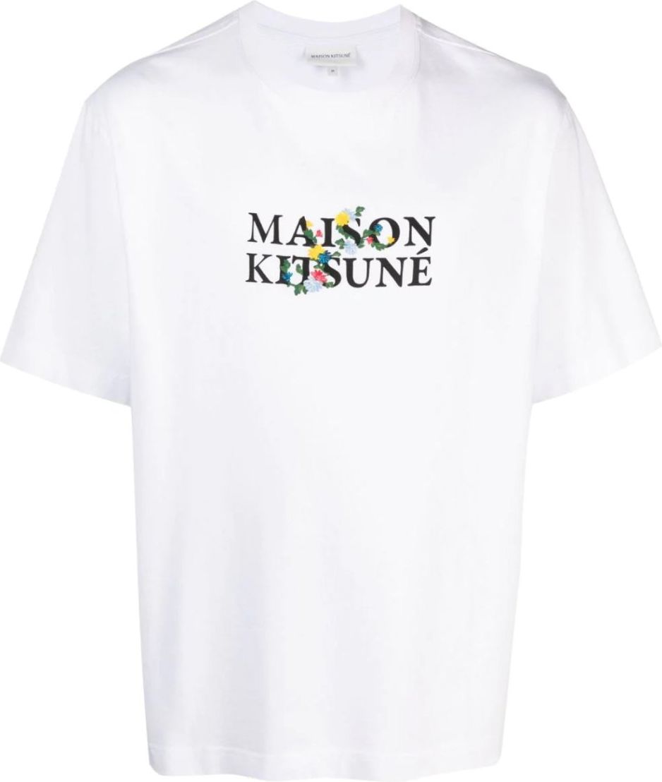 Maison Kitsuné Floral Print Logo T-shirt Wit