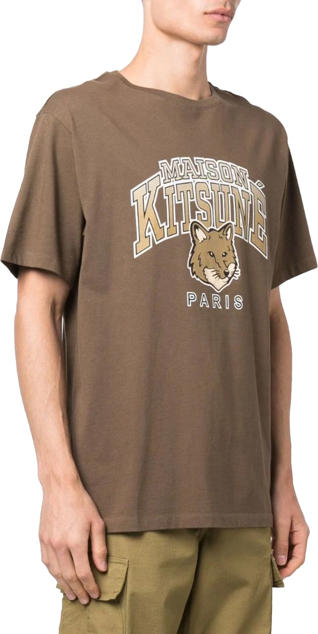 Maison Kitsuné Campus Fox Logo T-shirt Groen