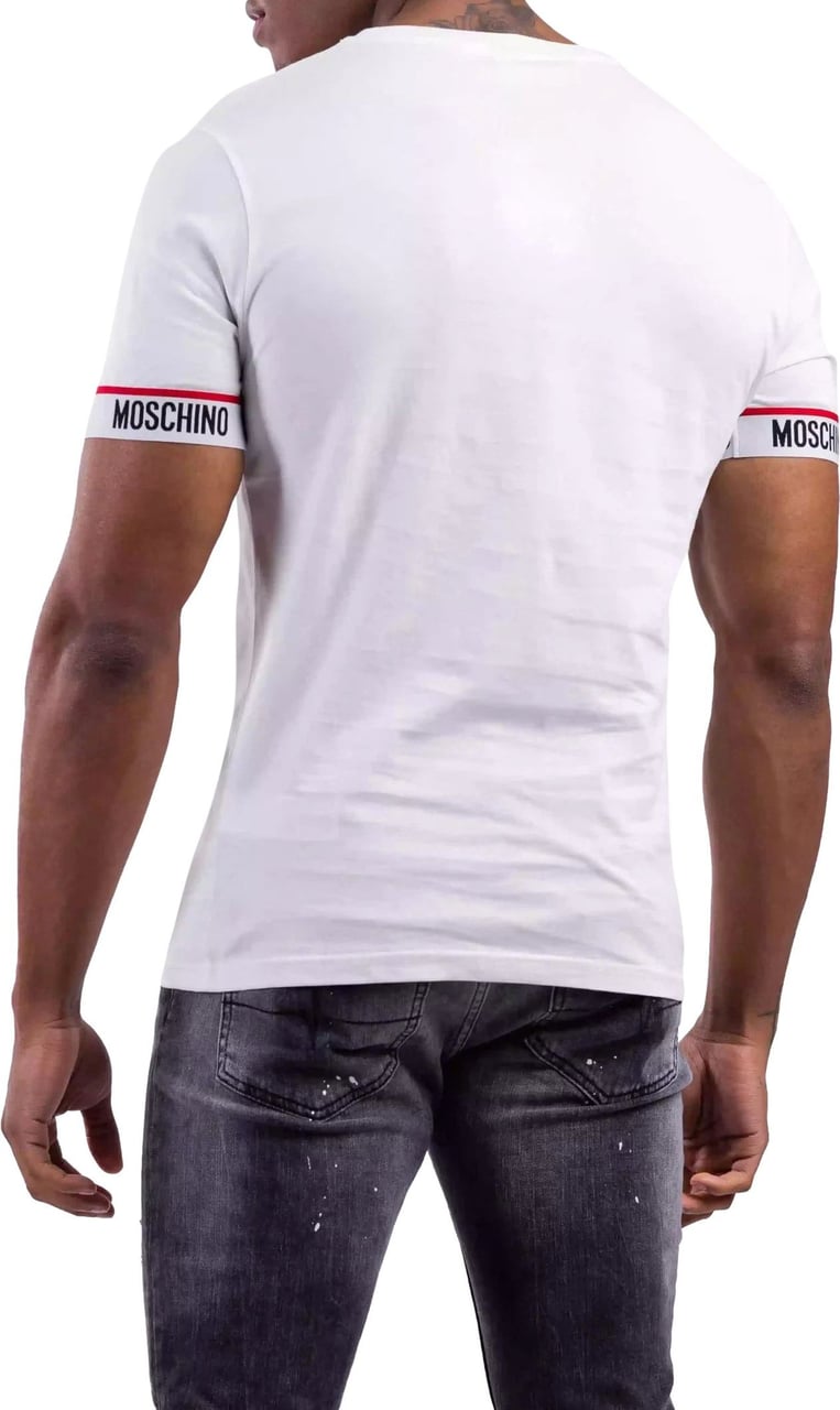 Moschino Basic T-Shirt Heren Wit Blauw