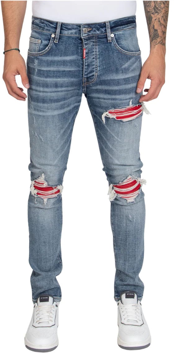 My Brand Red Ripped Biker Jeans Heren Rood