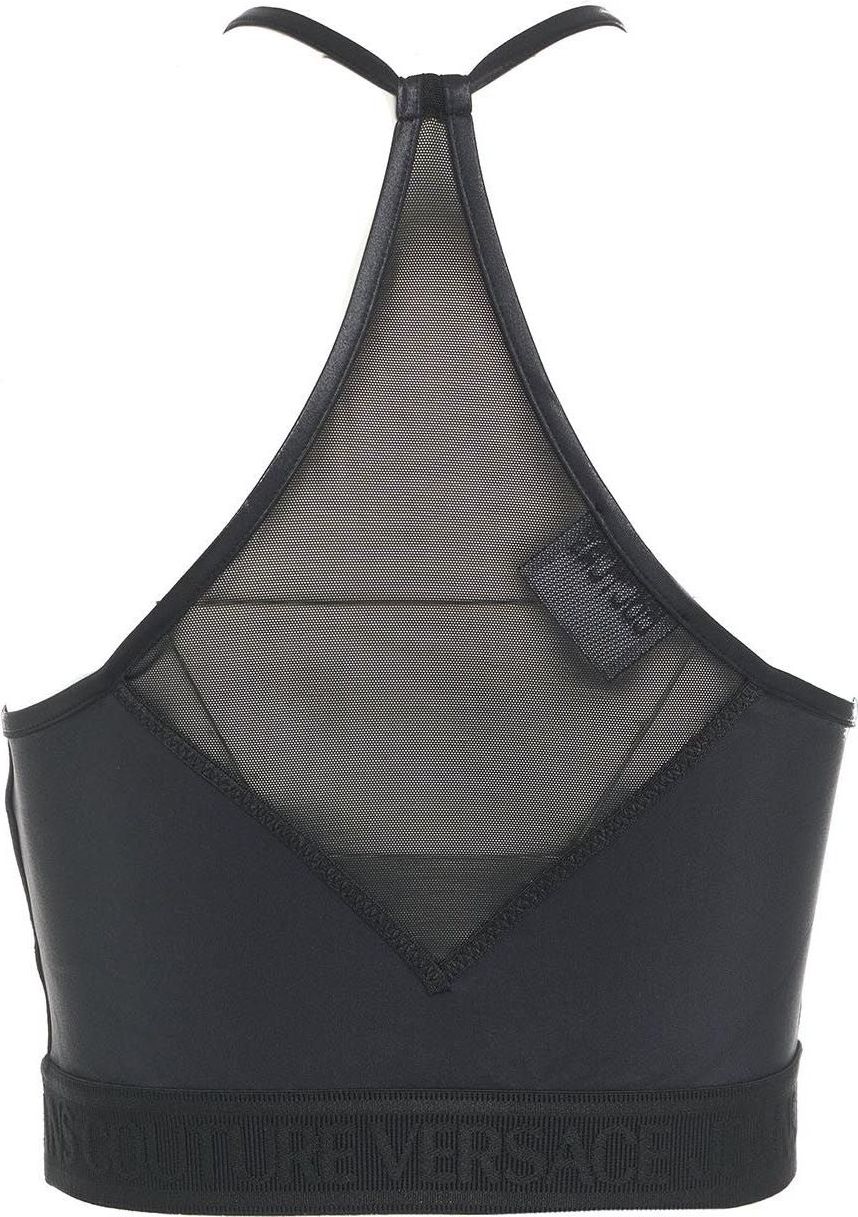 Versace Halter neck top with logo Zwart