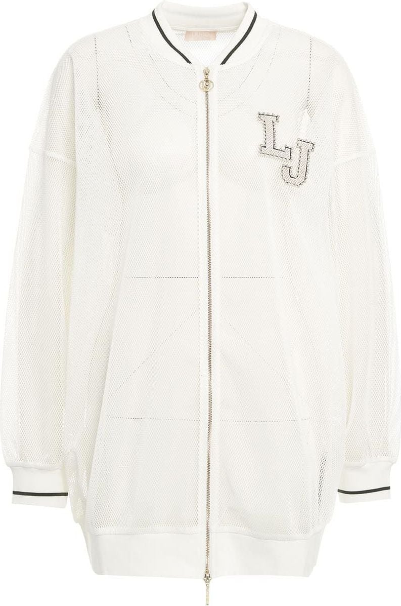Liu Jo Oversized mesh jacket with logo Wit