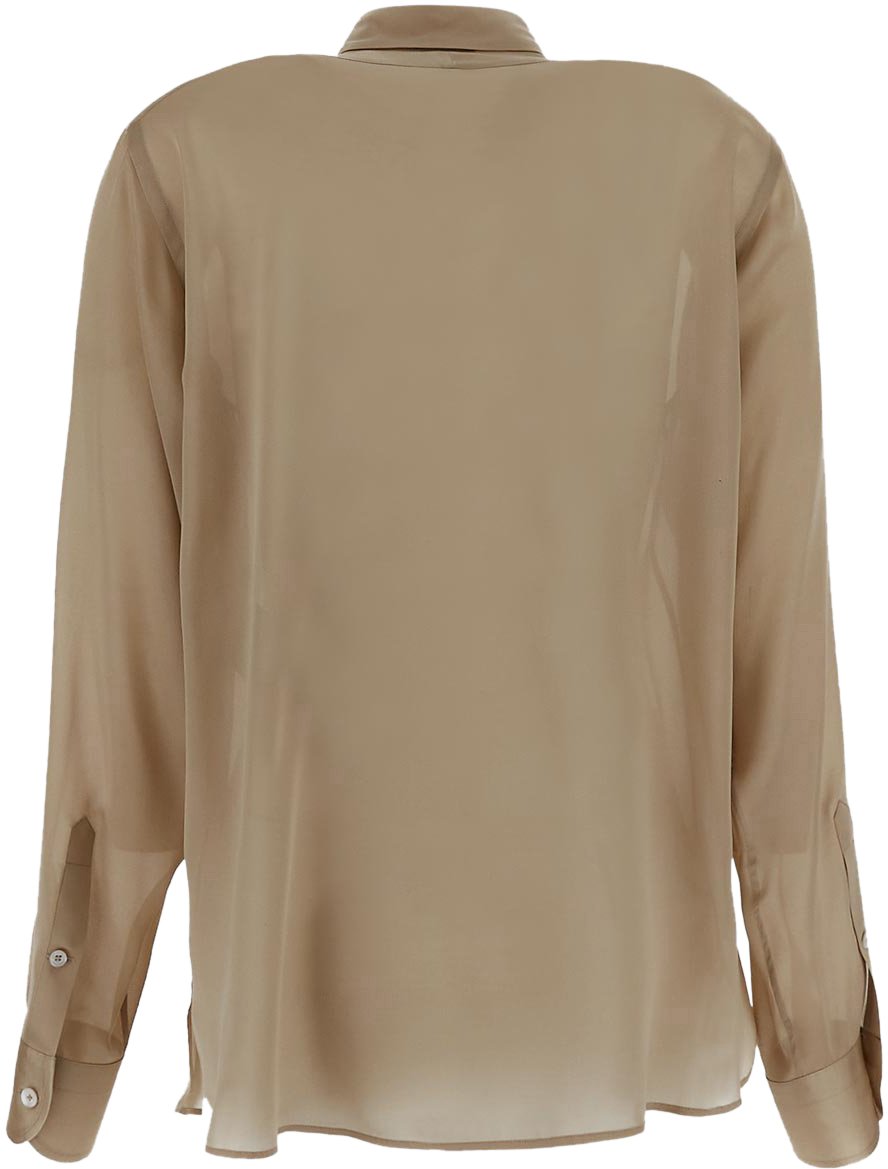 Tom Ford Camicia in Seta con Dettaglio Plissettato Beige