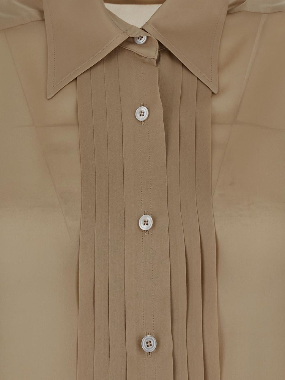 Tom Ford Camicia in Seta con Dettaglio Plissettato Beige