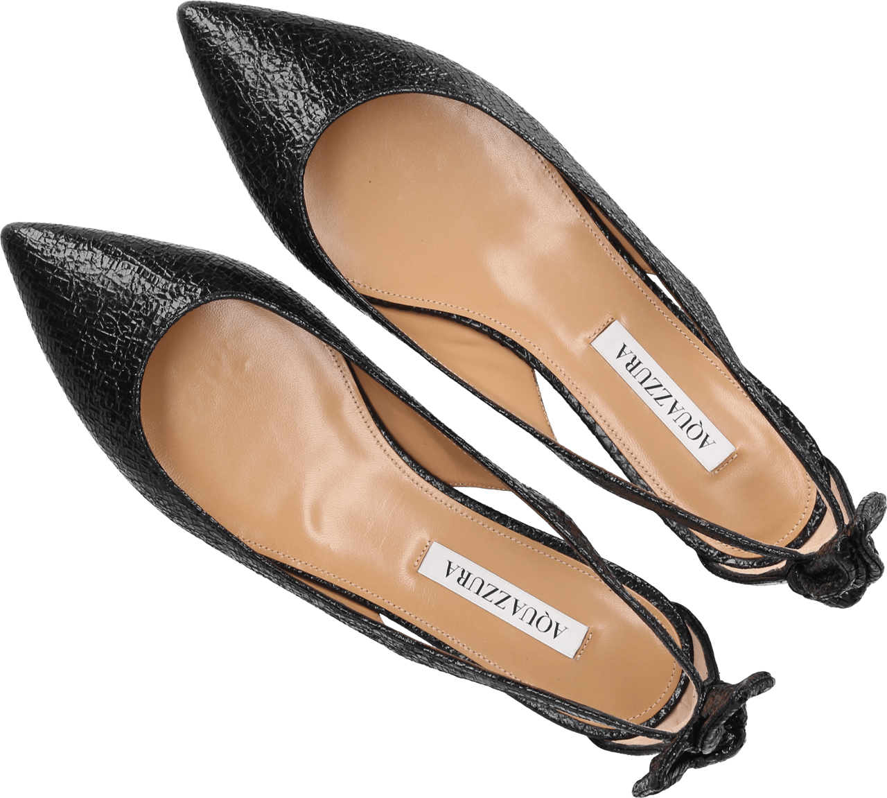 Aquazzura Ballet Flats Bow Tie Nappa Leather Cinzia Präg Zwart