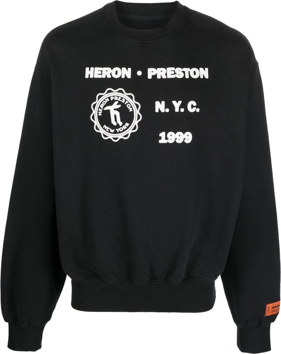 Heron Preston Medieval Heron Logo Crewneck Sweatshirt Zwart