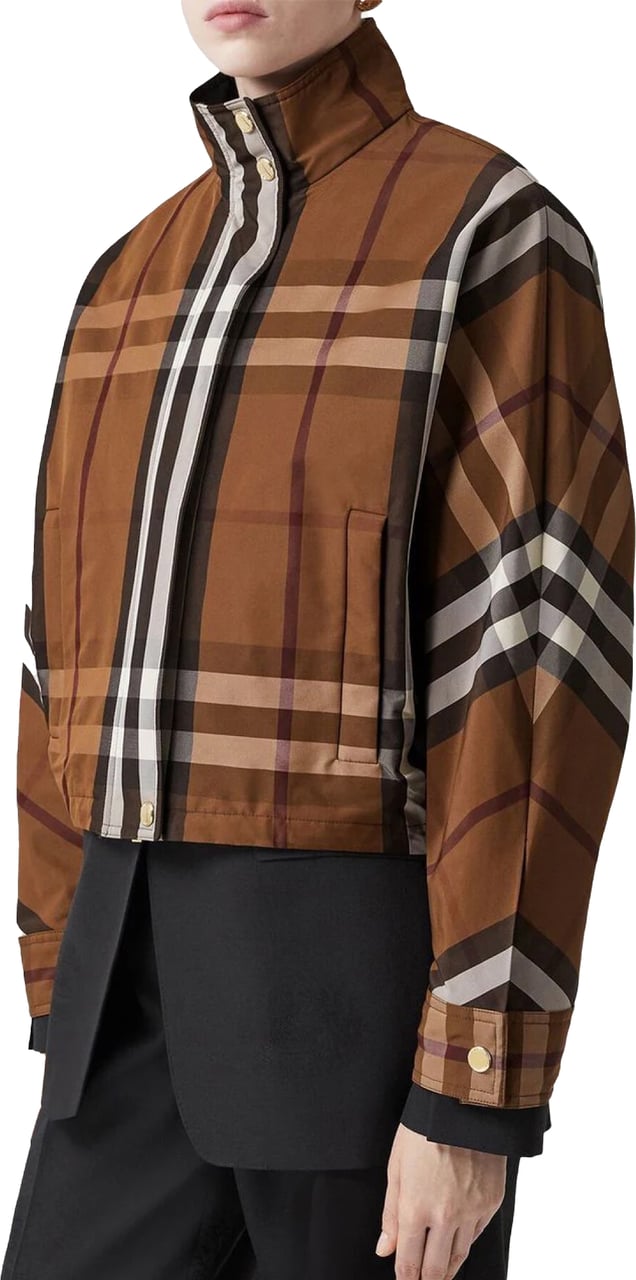 Burberry Ayton Check Pattern Zip-up Jacket Bruin