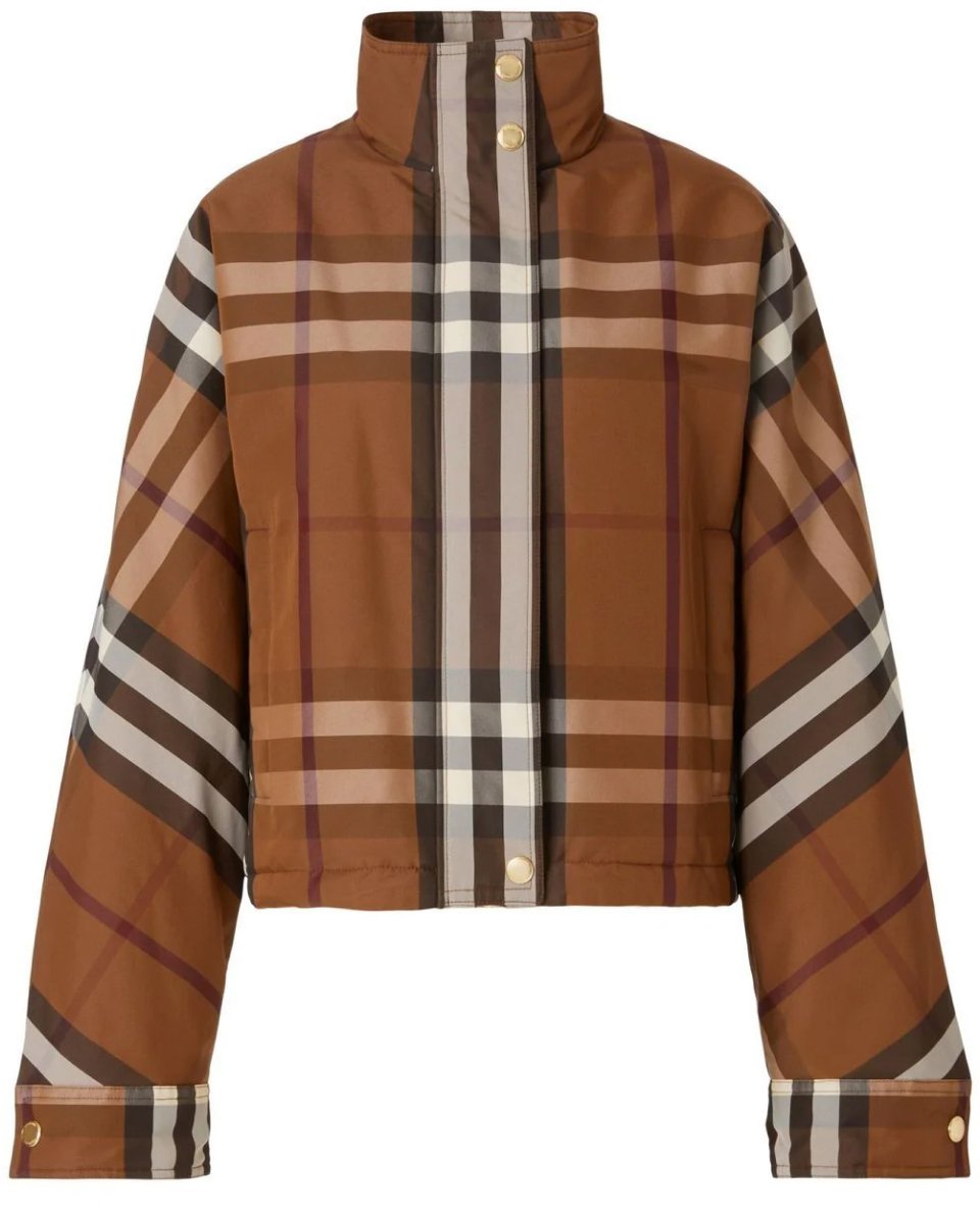 Burberry Ayton Check Pattern Zip-up Jacket Bruin