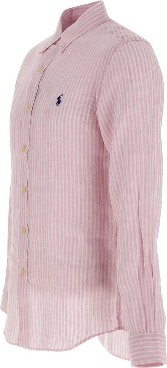 Ralph Lauren Linen shirt with logo embroidery Roze