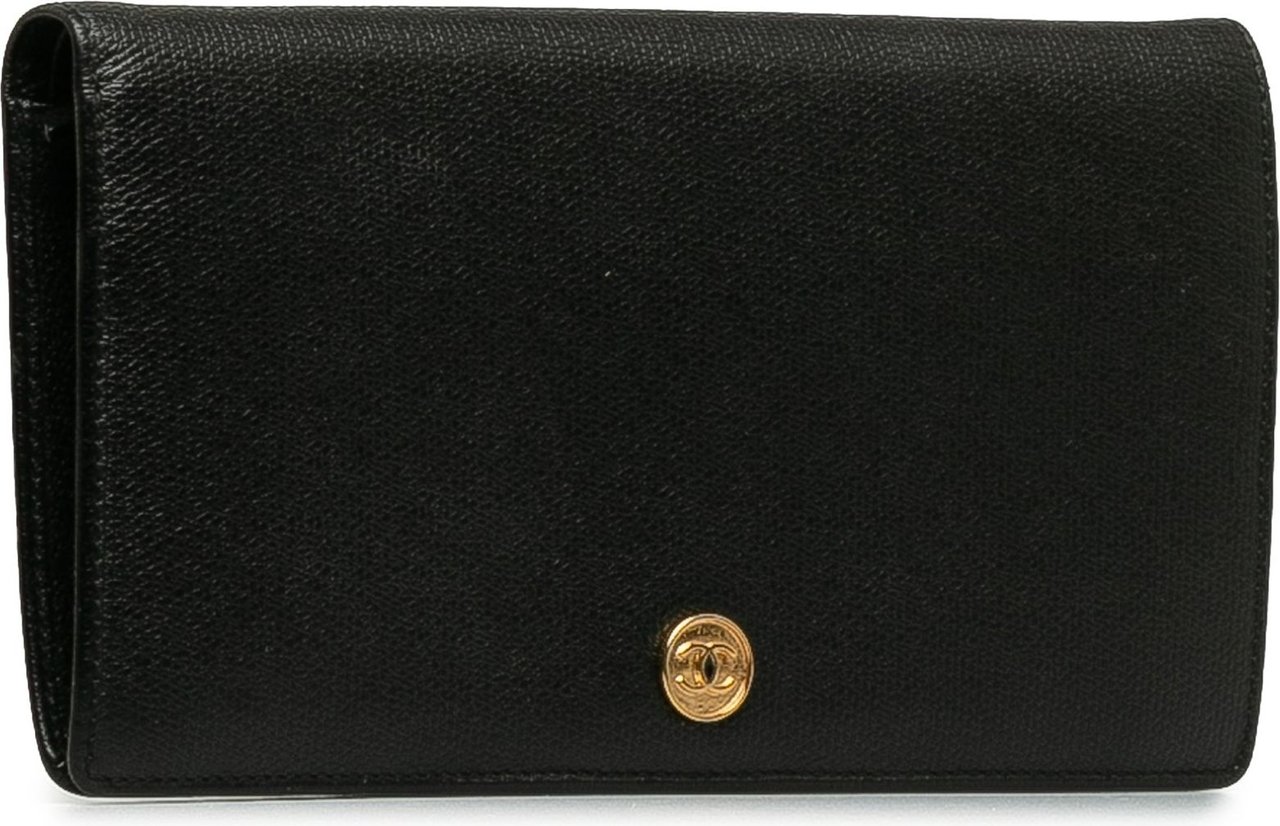 Chanel CC Leather Bifold Wallet Zwart