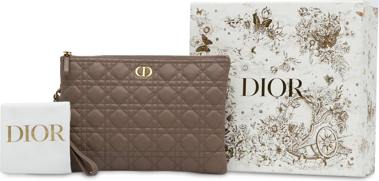 Dior Large Cannage Caro Daily Pouch Bruin