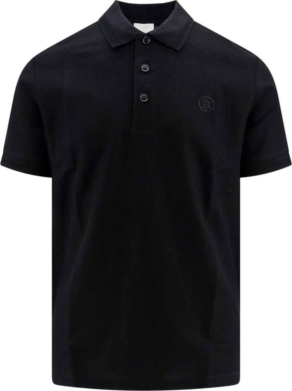 Burberry Cotton polo shirt with embroidered logo Zwart