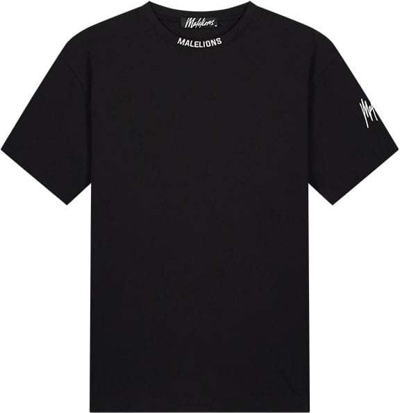 Malelions Malelions Men Collar T-Shirt - Black Zwart