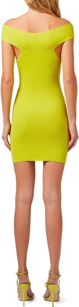 Elisabetta Franchi Cedar Knitted Cut-out Dress Yellow Geel