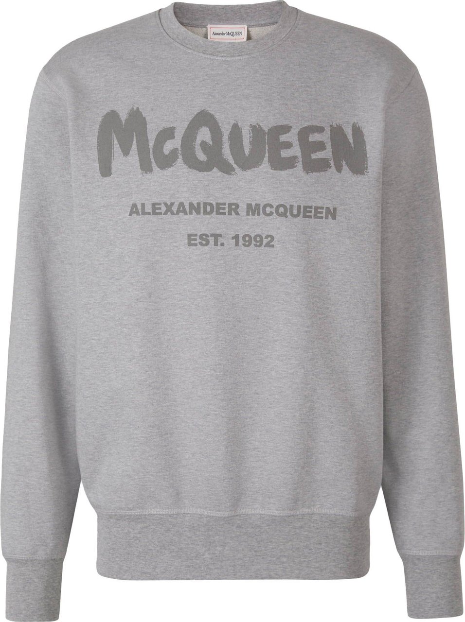 Alexander McQueen Printed Cotton Sweatshirt Grijs
