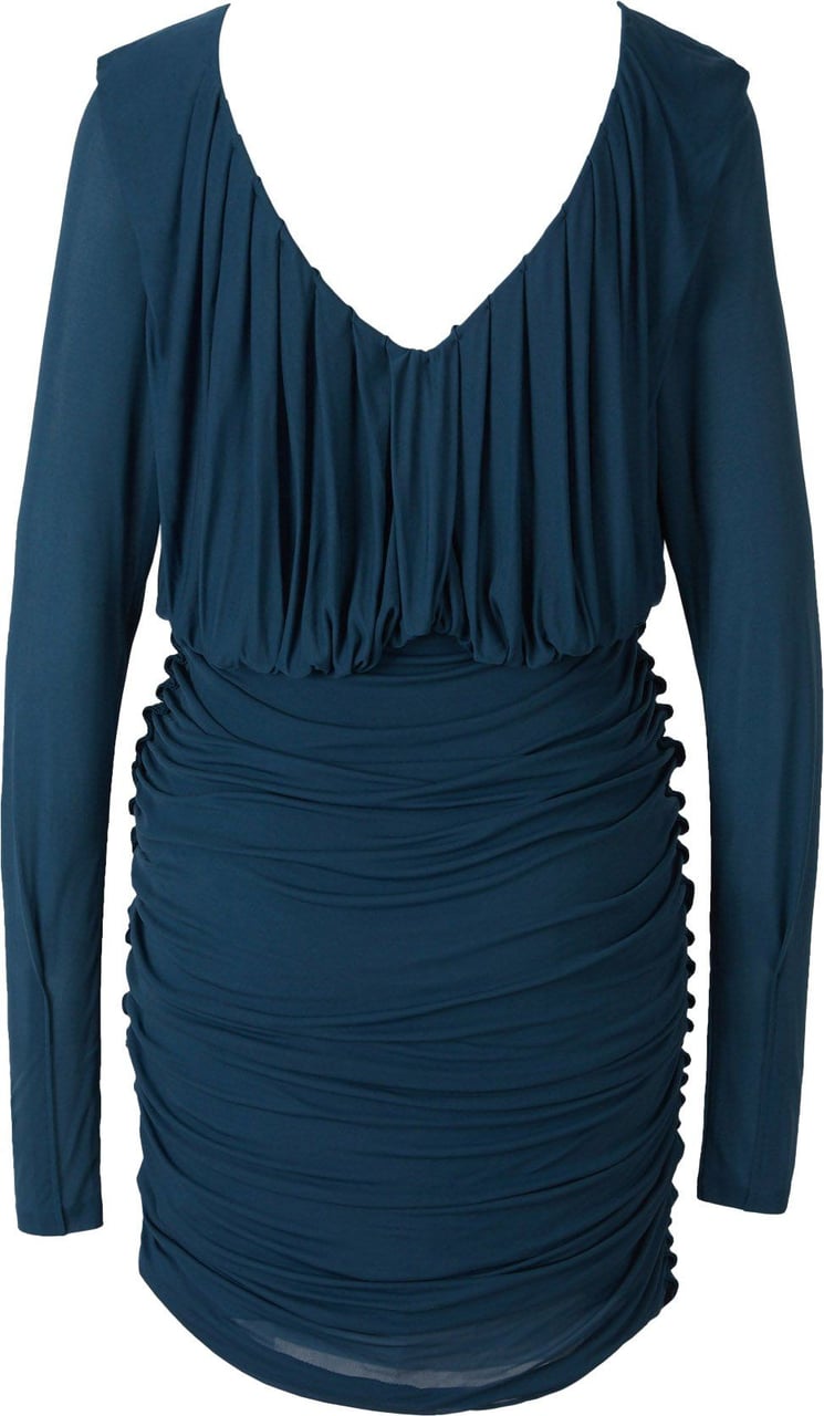 Saint Laurent Ruched Mini Dress Blauw