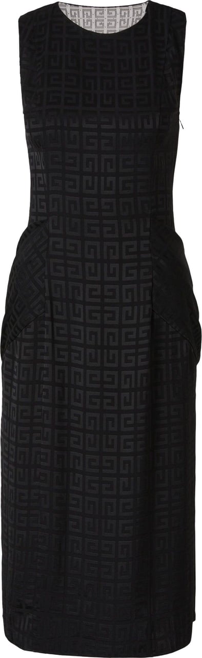 Givenchy Draped Jacquard Dress Zwart