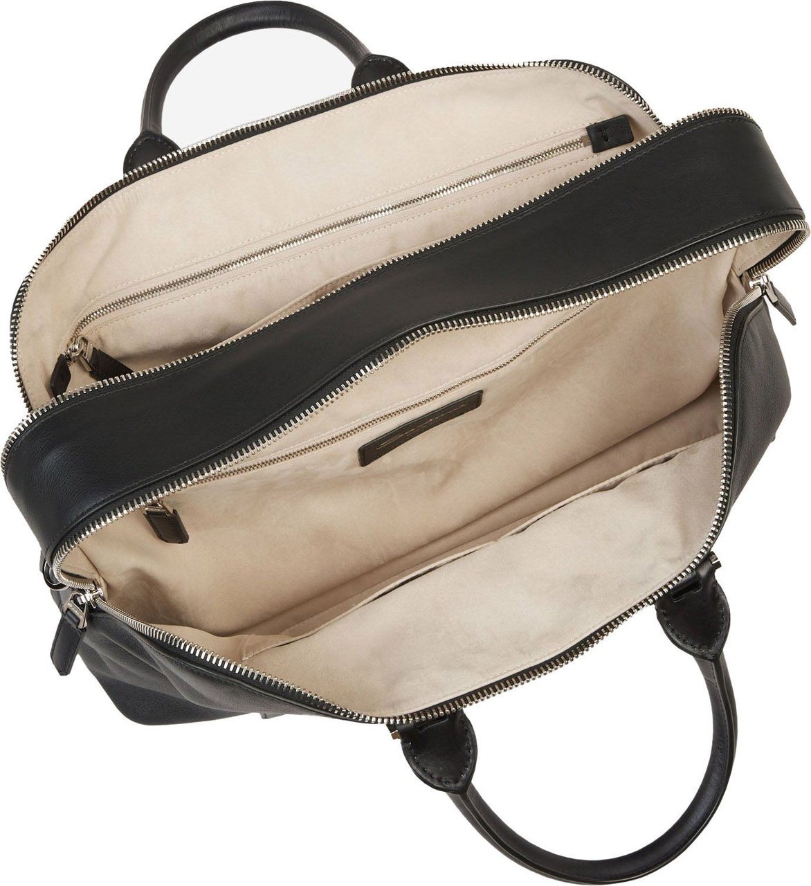 Santoni Leather Briefcase Bag Zwart