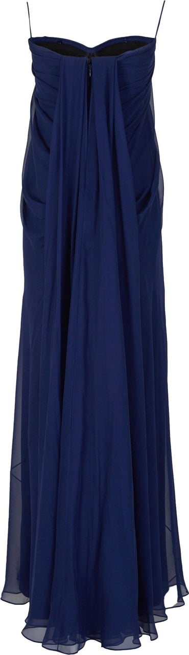Alexander McQueen Maxi Silk Dress Blauw
