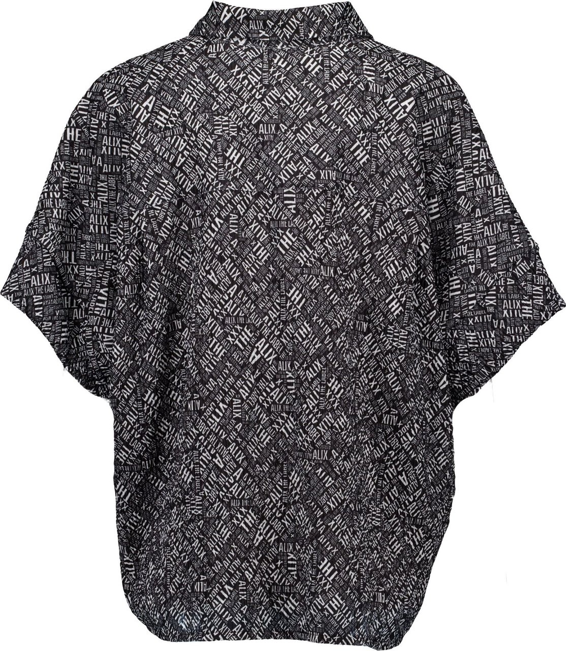 ALIX Crinkle tekst oversized blouse Zwart