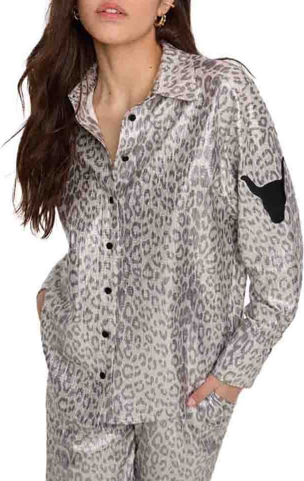 ALIX Leopard blouse zilver Zilver