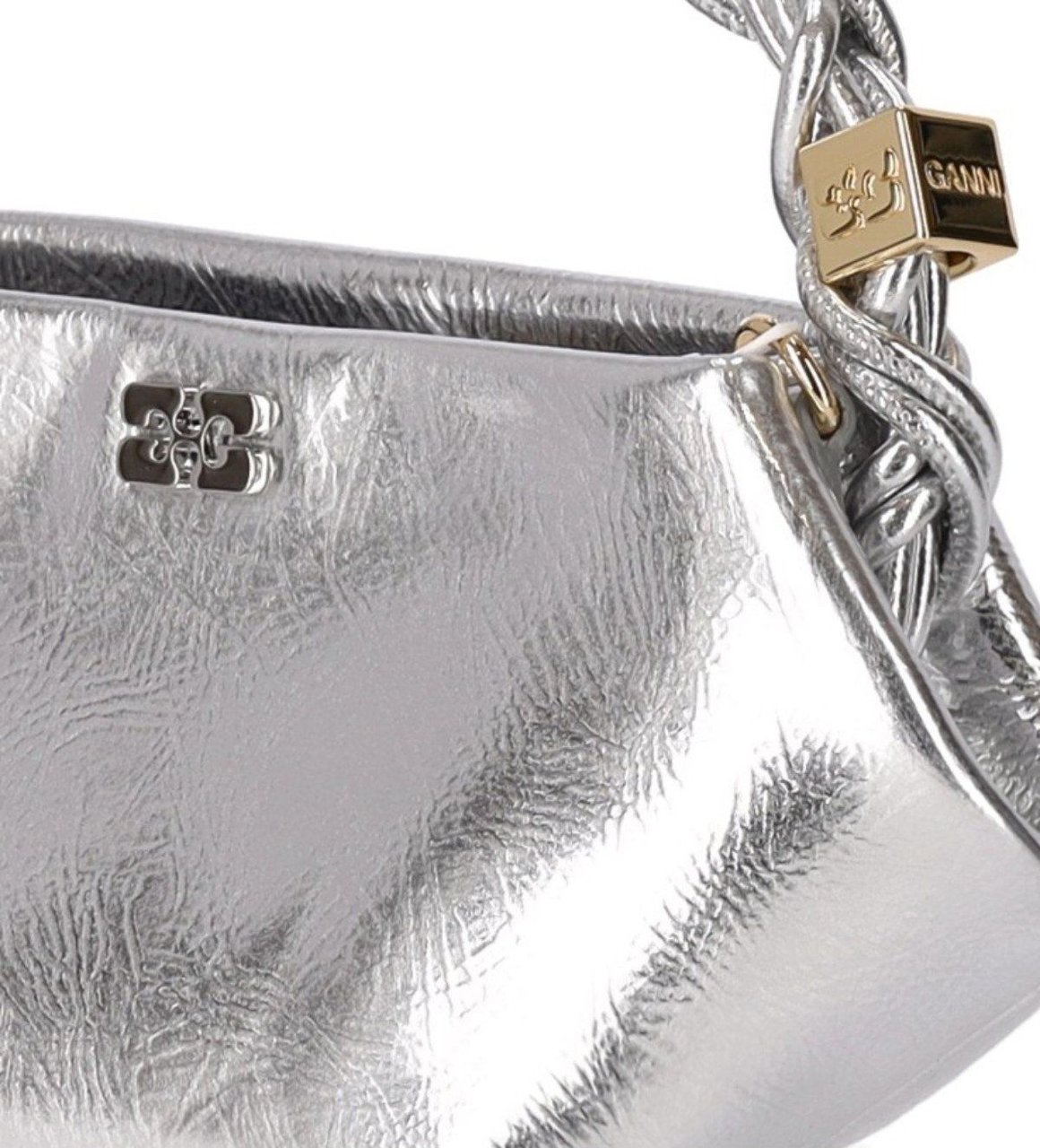Ganni Bou Mini Silver Handbag Silver Zilver