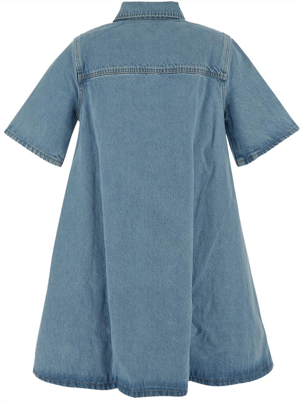 Ganni Cutline Denim Mini Dress Blauw