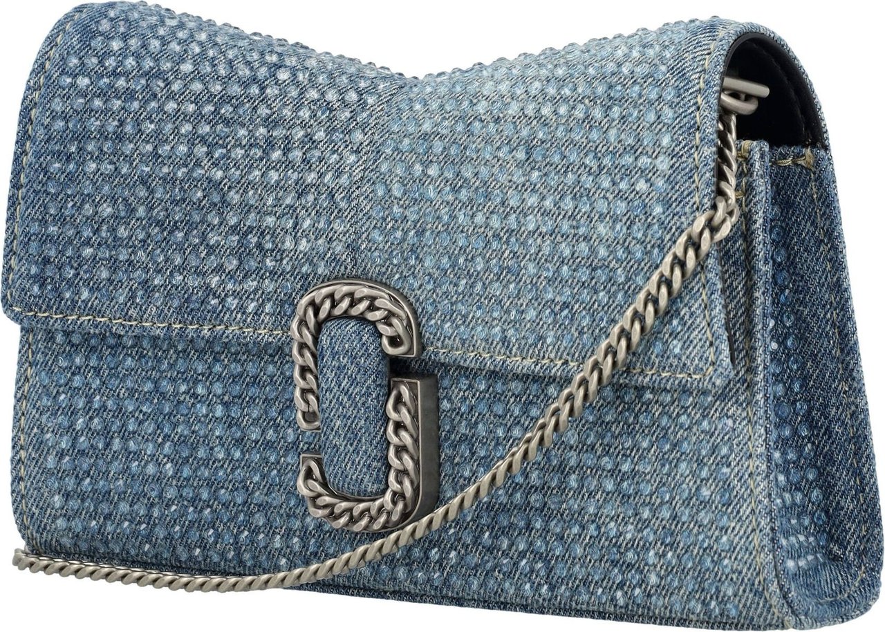 Marc Jacobs THE CHAIN WALLET DENIM CRYSTAL Blauw